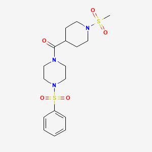 molecular formula C17H25N3O5S2 B5004309 1-{[1-(methylsulfonyl)-4-piperidinyl]carbonyl}-4-(phenylsulfonyl)piperazine 