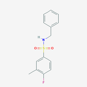 molecular formula C14H14FNO2S B500433 N-benzyl-4-fluoro-3-methylbenzenesulfonamide CAS No. 902249-21-2