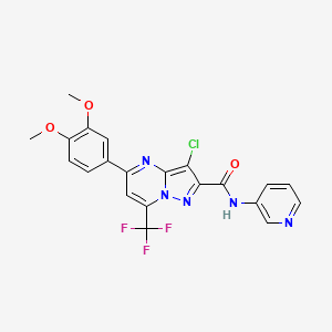 molecular formula C21H15ClF3N5O3 B5004480 3-chloro-5-(3,4-dimethoxyphenyl)-N-3-pyridinyl-7-(trifluoromethyl)pyrazolo[1,5-a]pyrimidine-2-carboxamide 