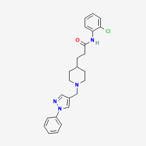 molecular formula C24H27ClN4O B5004502 N-(2-chlorophenyl)-3-{1-[(1-phenyl-1H-pyrazol-4-yl)methyl]-4-piperidinyl}propanamide 