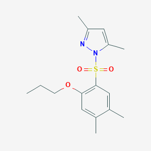 molecular formula C16H22N2O3S B500455 1-[(4,5-Dimethyl-2-propoxyphenyl)sulfonyl]-3,5-dimethylpyrazole CAS No. 957507-04-9