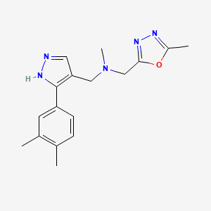 molecular formula C17H21N5O B5004554 1-[5-(3,4-dimethylphenyl)-1H-pyrazol-4-yl]-N-methyl-N-[(5-methyl-1,3,4-oxadiazol-2-yl)methyl]methanamine 