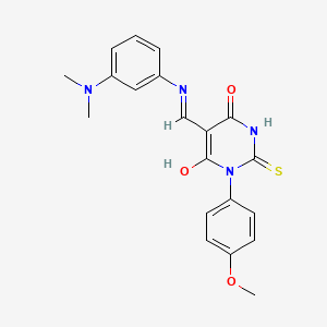 5-[[3-(Dimethylamino)phenyl]iminomethyl]-6-hydroxy-1-(4-methoxyphenyl)-2-sulfanylidenepyrimidin-4-one