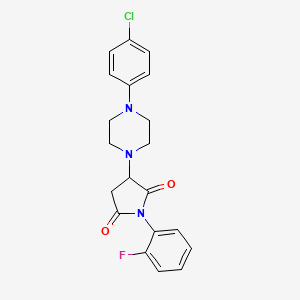 molecular formula C20H19ClFN3O2 B5004598 3-[4-(4-chlorophenyl)-1-piperazinyl]-1-(2-fluorophenyl)-2,5-pyrrolidinedione 