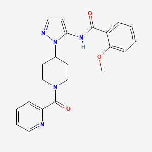 molecular formula C22H23N5O3 B5004638 2-methoxy-N-{1-[1-(2-pyridinylcarbonyl)-4-piperidinyl]-1H-pyrazol-5-yl}benzamide 