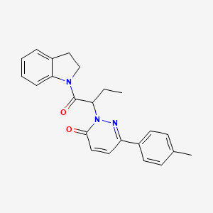 molecular formula C23H23N3O2 B5004666 2-[1-(2,3-dihydro-1H-indol-1-ylcarbonyl)propyl]-6-(4-methylphenyl)-3(2H)-pyridazinone 