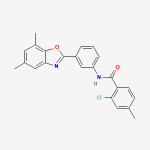 2-chloro-N-[3-(5,7-dimethyl-1,3-benzoxazol-2-yl)phenyl]-4-methylbenzamide