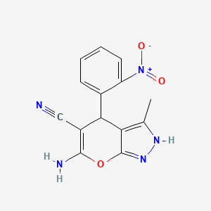 molecular formula C14H11N5O3 B5004713 6-amino-3-methyl-4-(2-nitrophenyl)-1,4-dihydropyrano[2,3-c]pyrazole-5-carbonitrile 