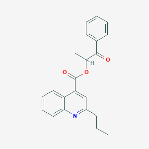 molecular formula C22H21NO3 B500475 1-Oxo-1-phenylpropan-2-yl 2-propylquinoline-4-carboxylate CAS No. 941010-52-2