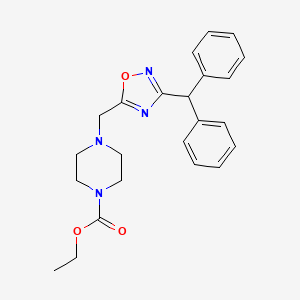 molecular formula C23H26N4O3 B5004754 ethyl 4-{[3-(diphenylmethyl)-1,2,4-oxadiazol-5-yl]methyl}-1-piperazinecarboxylate 