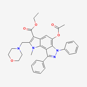 molecular formula C32H32N4O5 B5004959 ethyl 5-(acetyloxy)-1-methyl-2-(4-morpholinylmethyl)-6,8-diphenyl-1,6-dihydropyrrolo[2,3-e]indazole-3-carboxylate 