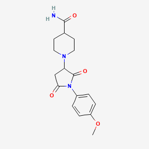 1-[1-(4-methoxyphenyl)-2,5-dioxo-3-pyrrolidinyl]-4-piperidinecarboxamide