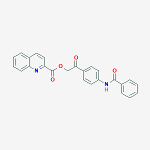 molecular formula C25H18N2O4 B500507 2-[4-(Benzoylamino)phenyl]-2-oxoethyl 2-quinolinecarboxylate 