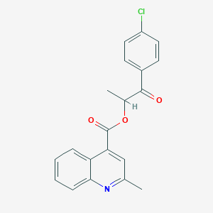 molecular formula C20H16ClNO3 B500508 2-(4-Chlorophenyl)-1-methyl-2-oxoethyl 2-methyl-4-quinolinecarboxylate 
