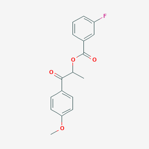 molecular formula C17H15FO4 B500509 2-(4-Methoxyphenyl)-1-methyl-2-oxoethyl 3-fluorobenzoate 