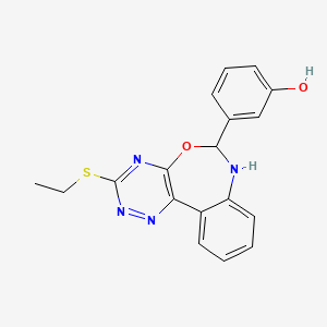 molecular formula C18H16N4O2S B5005238 3-(3-Ethylsulfanyl-6,7-dihydro-[1,2,4]triazino[5,6-d][3,1]benzoxazepin-6-yl)phenol 