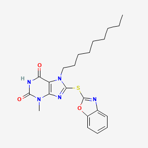 molecular formula C22H27N5O3S B5005246 8-(1,3-benzoxazol-2-ylthio)-3-methyl-7-nonyl-3,7-dihydro-1H-purine-2,6-dione 