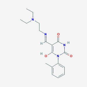 (5E)-5-({[2-(DIETHYLAMINO)ETHYL]AMINO}METHYLIDENE)-1-(2-METHYLPHENYL)-1,3-DIAZINANE-2,4,6-TRIONE