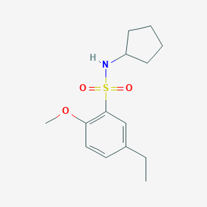 molecular formula C14H21NO3S B500538 N-cyclopentyl-5-ethyl-2-methoxybenzenesulfonamide CAS No. 915932-39-7