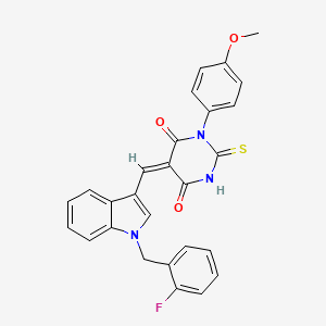 molecular formula C27H20FN3O3S B5005393 (5E)-5-[[1-[(2-fluorophenyl)methyl]indol-3-yl]methylidene]-1-(4-methoxyphenyl)-2-sulfanylidene-1,3-diazinane-4,6-dione 