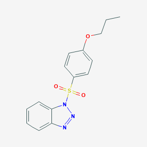 molecular formula C15H15N3O3S B500546 1-((4-propoxyphenyl)sulfonyl)-1H-benzo[d][1,2,3]triazole CAS No. 915926-62-4