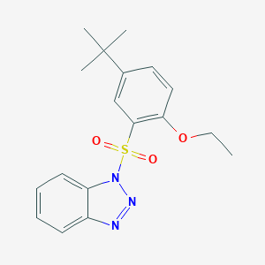 molecular formula C18H21N3O3S B500548 1-((5-(tert-butyl)-2-ethoxyphenyl)sulfonyl)-1H-benzo[d][1,2,3]triazole CAS No. 942357-18-8