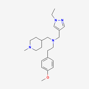 molecular formula C22H34N4O B5005523 N-[(1-ethylpyrazol-4-yl)methyl]-2-(4-methoxyphenyl)-N-[(1-methylpiperidin-4-yl)methyl]ethanamine 