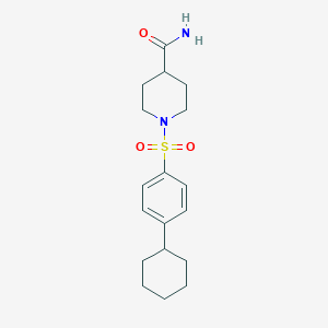 1-(4-Cyclohexylphenyl)sulfonylpiperidine-4-carboxamide