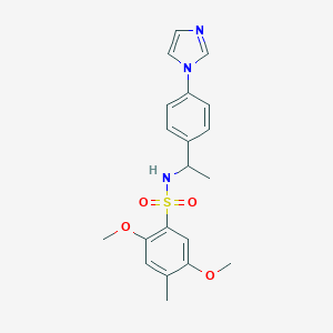 molecular formula C20H23N3O4S B500561 N-(1-(4-(1H-咪唑-1-基)苯基)乙基)-2,5-二甲氧基-4-甲基苯磺酰胺 CAS No. 915884-79-6