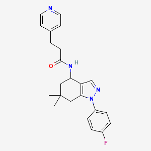 molecular formula C23H25FN4O B5005616 N-[1-(4-fluorophenyl)-6,6-dimethyl-4,5,6,7-tetrahydro-1H-indazol-4-yl]-3-(4-pyridinyl)propanamide 