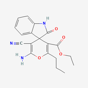 molecular formula C19H19N3O4 B5005635 ETHYL 2'-AMINO-3'-CYANO-2-OXO-6'-PROPYL-1,2-DIHYDROSPIRO[INDOLE-3,4'-PYRAN]-5'-CARBOXYLATE 