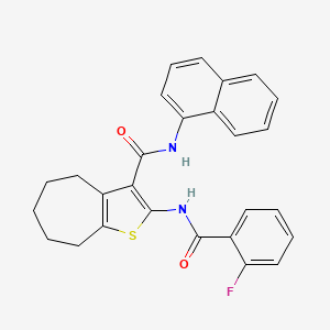 molecular formula C27H23FN2O2S B5005659 2-(2-FLUOROBENZAMIDO)-N-(NAPHTHALEN-1-YL)-4H,5H,6H,7H,8H-CYCLOHEPTA[B]THIOPHENE-3-CARBOXAMIDE 