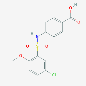 molecular formula C14H12ClNO5S B500566 4-{[(5-Chloro-2-methoxyphenyl)sulfonyl]amino}benzoic acid CAS No. 915933-68-5