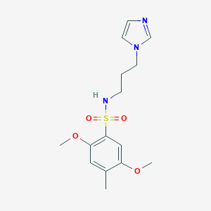 molecular formula C15H21N3O4S B500571 N-(3-(1H-imidazol-1-yl)propyl)-2,5-dimethoxy-4-methylbenzenesulfonamide CAS No. 898640-83-0