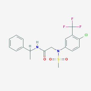 molecular formula C18H18ClF3N2O3S B5005748 N~2~-[4-chloro-3-(trifluoromethyl)phenyl]-N~2~-(methylsulfonyl)-N~1~-(1-phenylethyl)glycinamide CAS No. 333453-97-7