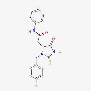 2-[3-[(4-chlorophenyl)methyl]-1-methyl-5-oxo-2-sulfanylideneimidazolidin-4-yl]-N-phenylacetamide