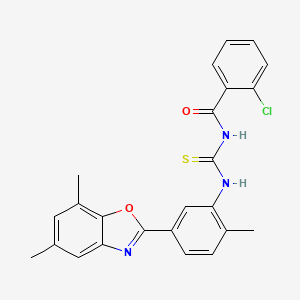 molecular formula C24H20ClN3O2S B5005785 2-chloro-N-[[5-(5,7-dimethyl-1,3-benzoxazol-2-yl)-2-methylphenyl]carbamothioyl]benzamide 