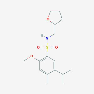 molecular formula C16H25NO4S B500581 5-isopropyl-2-methoxy-4-methyl-N-((tetrahydrofuran-2-yl)methyl)benzenesulfonamide CAS No. 898647-52-4