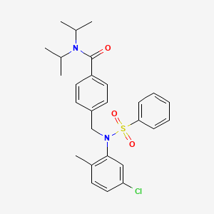 molecular formula C27H31ClN2O3S B5005822 4-[[N-(benzenesulfonyl)-5-chloro-2-methylanilino]methyl]-N,N-di(propan-2-yl)benzamide 