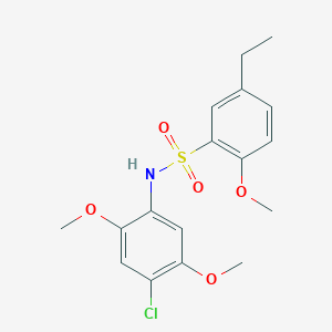 molecular formula C17H20ClNO5S B500583 N-(4-chloro-2,5-dimethoxyphenyl)-5-ethyl-2-methoxybenzenesulfonamide CAS No. 886127-98-6