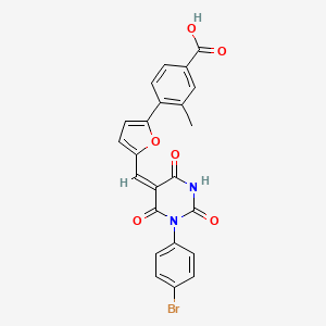 4-(5-{(E)-[1-(4-bromophenyl)-2,4,6-trioxotetrahydropyrimidin-5(2H)-ylidene]methyl}furan-2-yl)-3-methylbenzoic acid