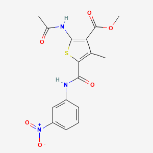 molecular formula C16H15N3O6S B5005934 methyl 2-(acetylamino)-4-methyl-5-{[(3-nitrophenyl)amino]carbonyl}-3-thiophenecarboxylate 