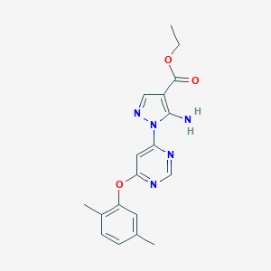 molecular formula C18H19N5O3 B500600 ethyl 5-amino-1-[6-(2,5-dimethylphenoxy)-4-pyrimidinyl]-1H-pyrazole-4-carboxylate 