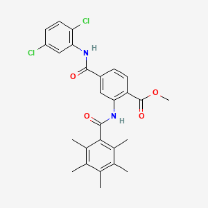 molecular formula C27H26Cl2N2O4 B5006031 methyl 4-{[(2,5-dichlorophenyl)amino]carbonyl}-2-[(pentamethylbenzoyl)amino]benzoate 