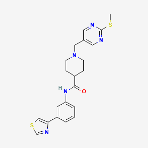 molecular formula C21H23N5OS2 B5006032 1-{[2-(methylthio)-5-pyrimidinyl]methyl}-N-[3-(1,3-thiazol-4-yl)phenyl]-4-piperidinecarboxamide 