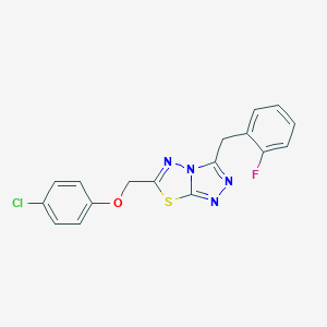 molecular formula C17H12ClFN4OS B500605 6-[(4-Chlorophenoxy)methyl]-3-(2-fluorobenzyl)[1,2,4]triazolo[3,4-b][1,3,4]thiadiazole 
