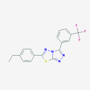 molecular formula C18H13F3N4S B500607 6-(4-Ethylphenyl)-3-[3-(trifluoromethyl)phenyl][1,2,4]triazolo[3,4-b][1,3,4]thiadiazole 