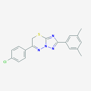 molecular formula C18H15ClN4S B500609 6-(4-chlorophenyl)-2-(3,5-dimethylphenyl)-7H-[1,2,4]triazolo[5,1-b][1,3,4]thiadiazine 