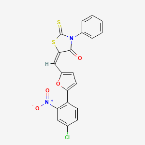 molecular formula C20H11ClN2O4S2 B5006102 (5E)-5-{[5-(4-chloro-2-nitrophenyl)furan-2-yl]methylidene}-3-phenyl-2-thioxo-1,3-thiazolidin-4-one 