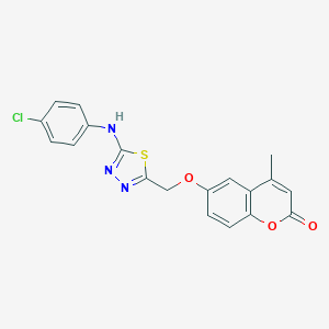 molecular formula C19H14ClN3O3S B500617 6-{[5-(4-chloroanilino)-1,3,4-thiadiazol-2-yl]methoxy}-4-methyl-2H-chromen-2-one 